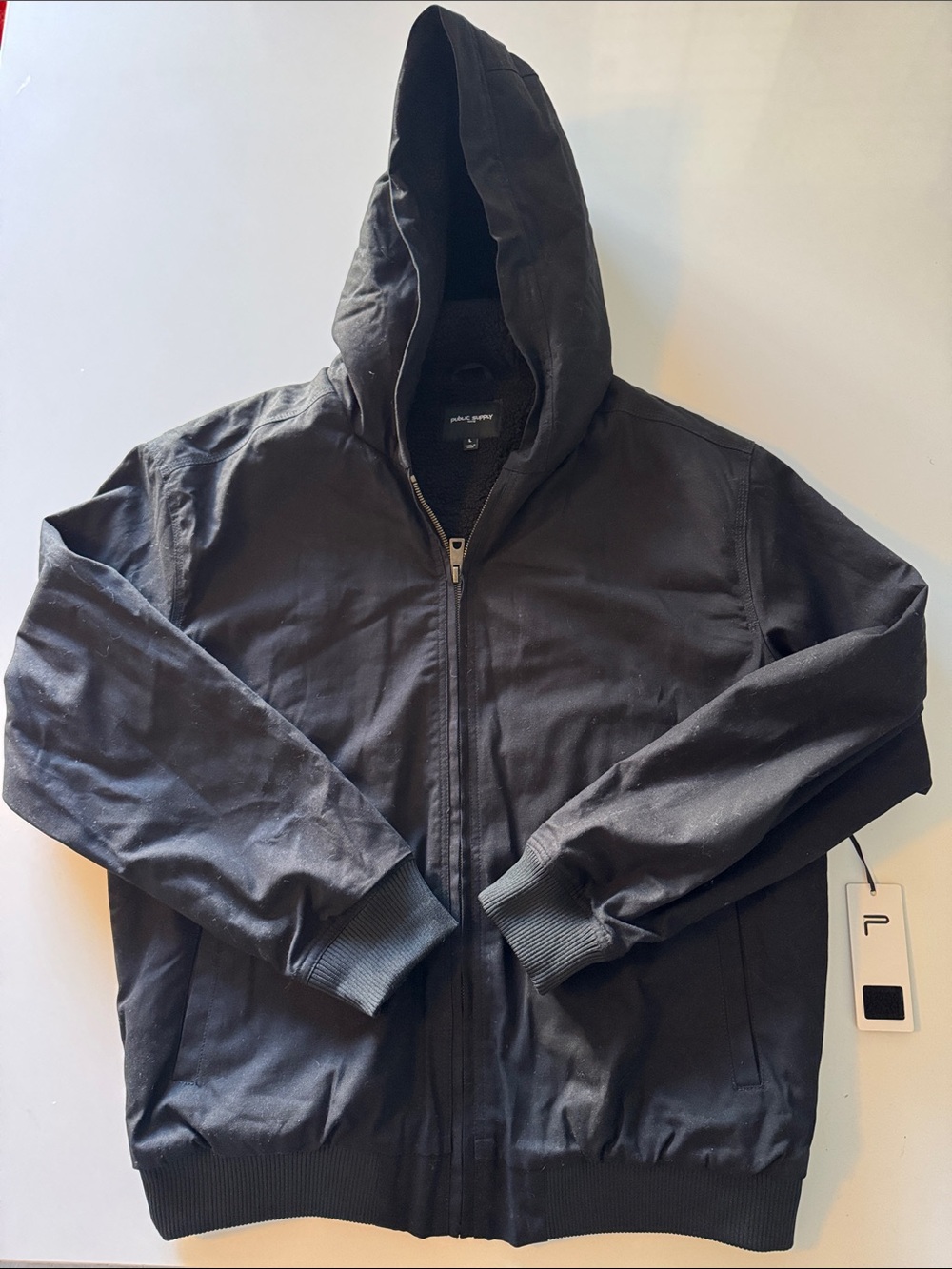 Public Supply Men's Black Hooded Zip Jacket